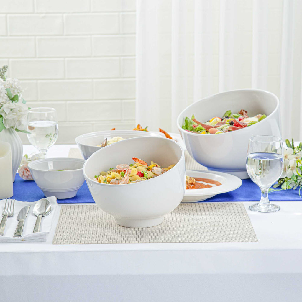 Voga 74 oz Round White Melamine Small Bowl - Slant - 8 1/2" x 8 1/4" x 6 3/4" - 2 count box