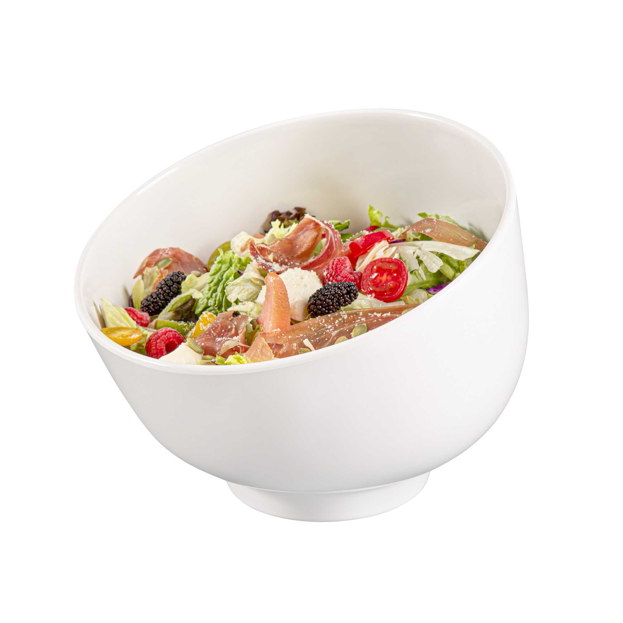 Voga 101 oz Round White Melamine Large Bowl - Slant - 10" x 9 3/4" x 7 3/4" - 2 count box