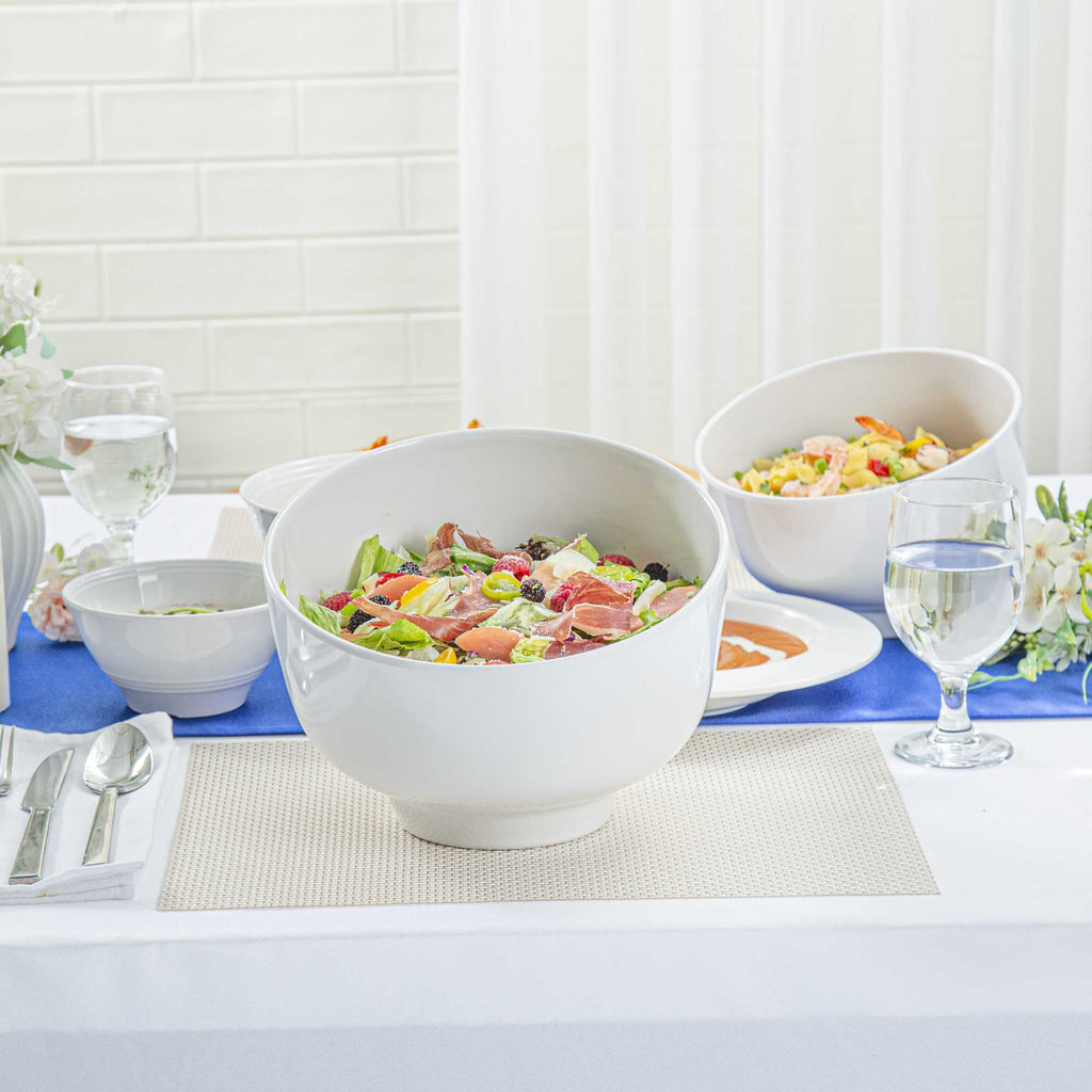 Voga 101 oz Round White Melamine Large Bowl - Slant - 10" x 9 3/4" x 7 3/4" - 2 count box