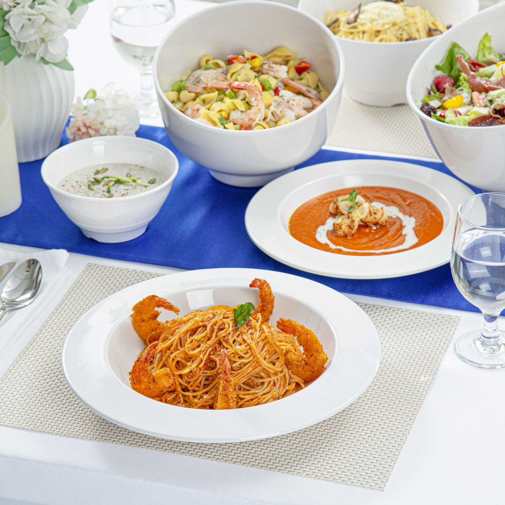 Voga 36 oz Round White Melamine Large Bowl - Classic - 12" x 12" x 2" - 10 count box