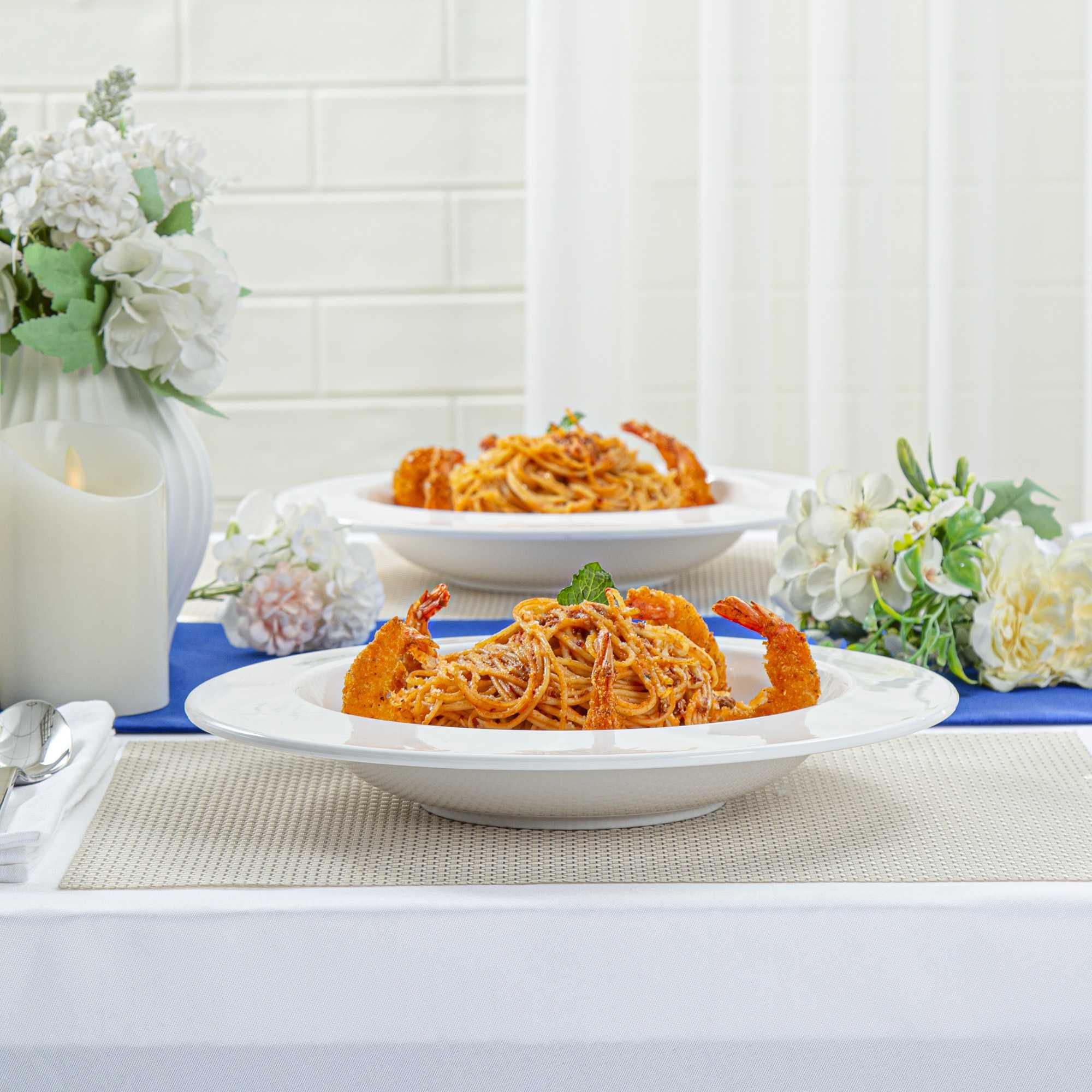 Voga 36 oz Round White Melamine Large Bowl - Classic - 12" x 12" x 2" - 10 count box