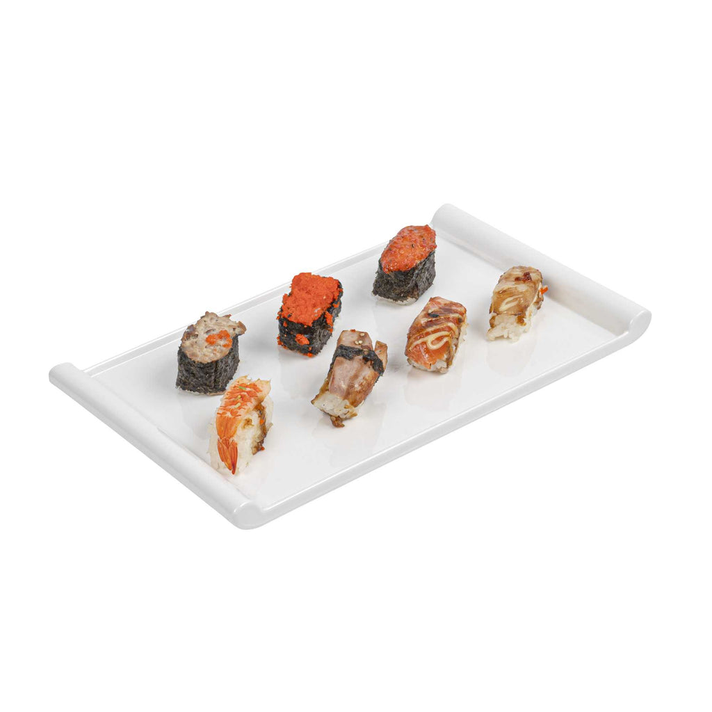 Voga Rectangle White Melamine Small Plate - Japonais - 12" x 7" x 1" - 10 count box