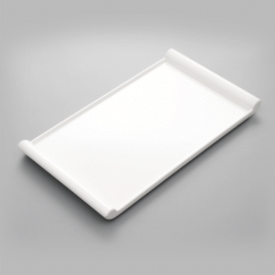 Voga Rectangle White Melamine Large Plate - Japonais - 14" x 8 1/4" x 1" - 10 count box
