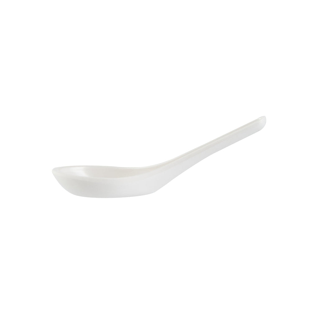 Voga White Melamine Asian Soup Spoon - 4 3/4" x 1 1/2" x 1 1/2" - 10 count box