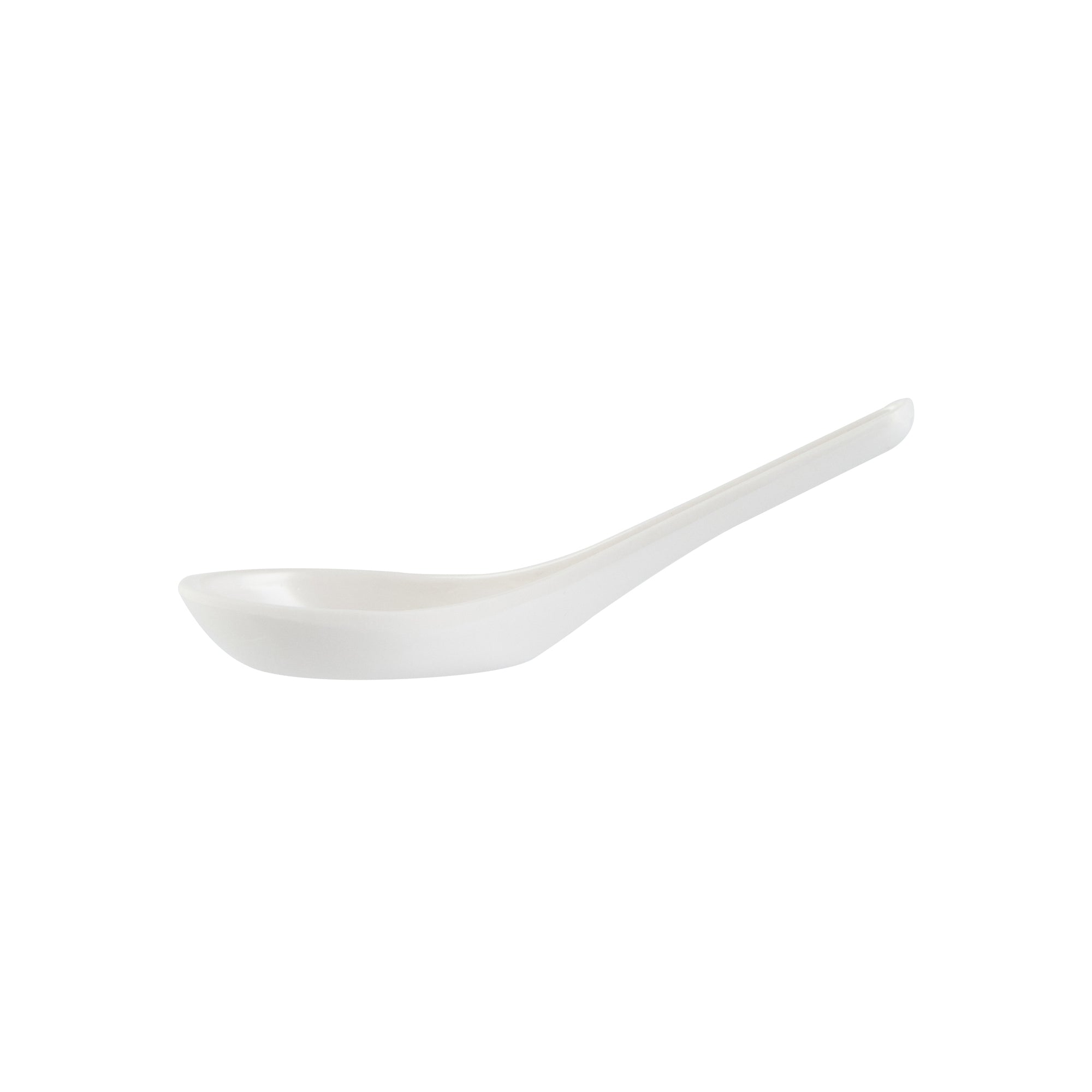 Voga White Melamine Asian Soup Spoon - 4 3/4" x 1 1/2" x 1 1/2" - 10 count box