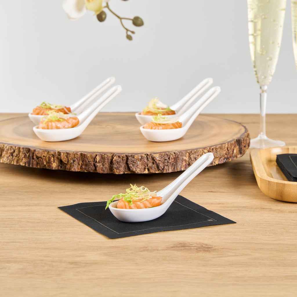 Voga White Melamine Asian Soup Spoon - 4 3/4" x 1 1/2" x 1 1/2" - 10 count box