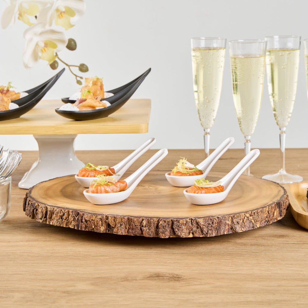 Voga White Melamine Asian Soup Spoon - 4 3/4" x 1 1/2" x 1 1/2" - 10 count box