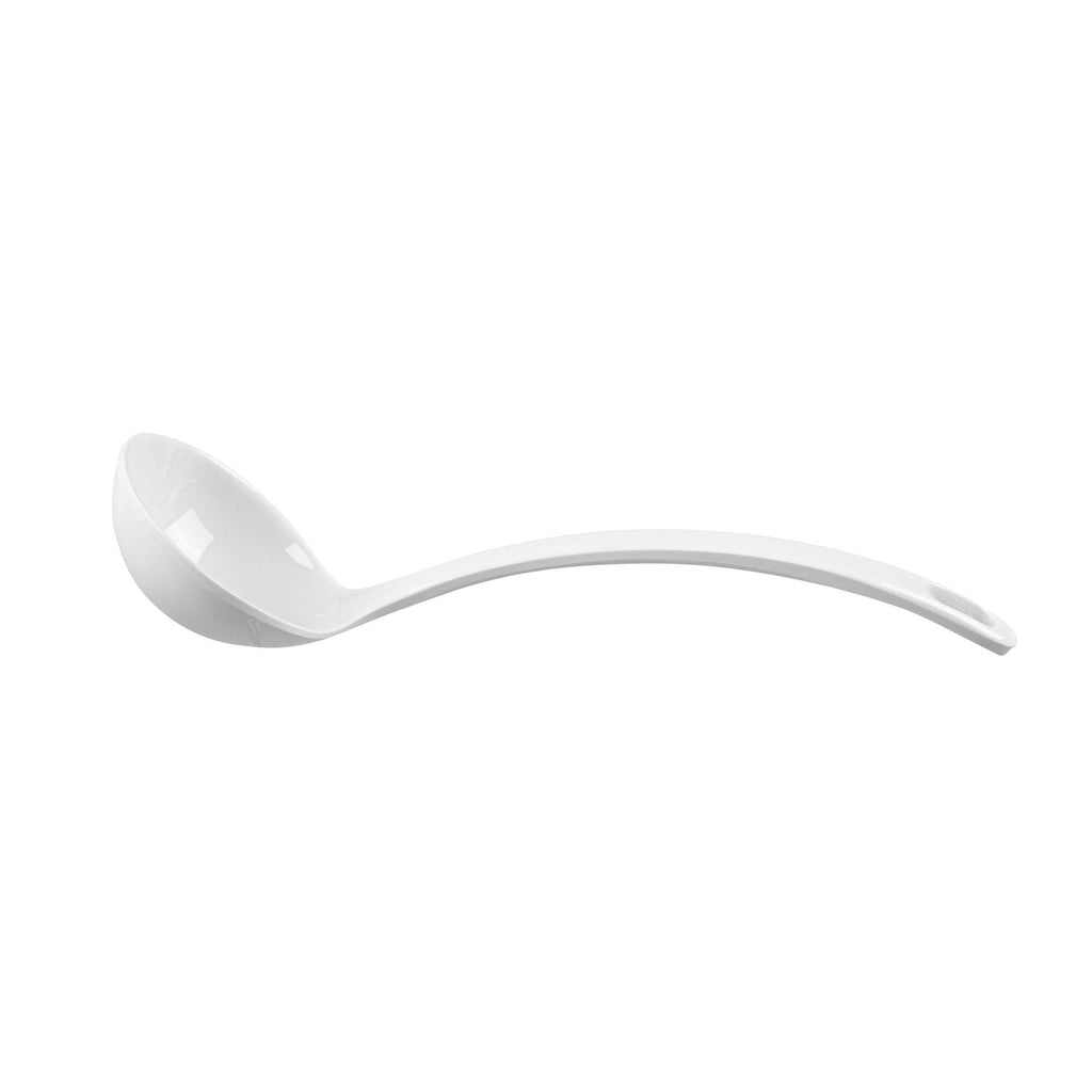 Voga 3 oz White Melamine Ladle - 10 1/2" x 2 1/4" x 2 1/4" - 10 count box