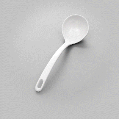 Voga 3 oz White Melamine Ladle - 10 1/2" x 2 1/4" x 2 1/4" - 10 count box