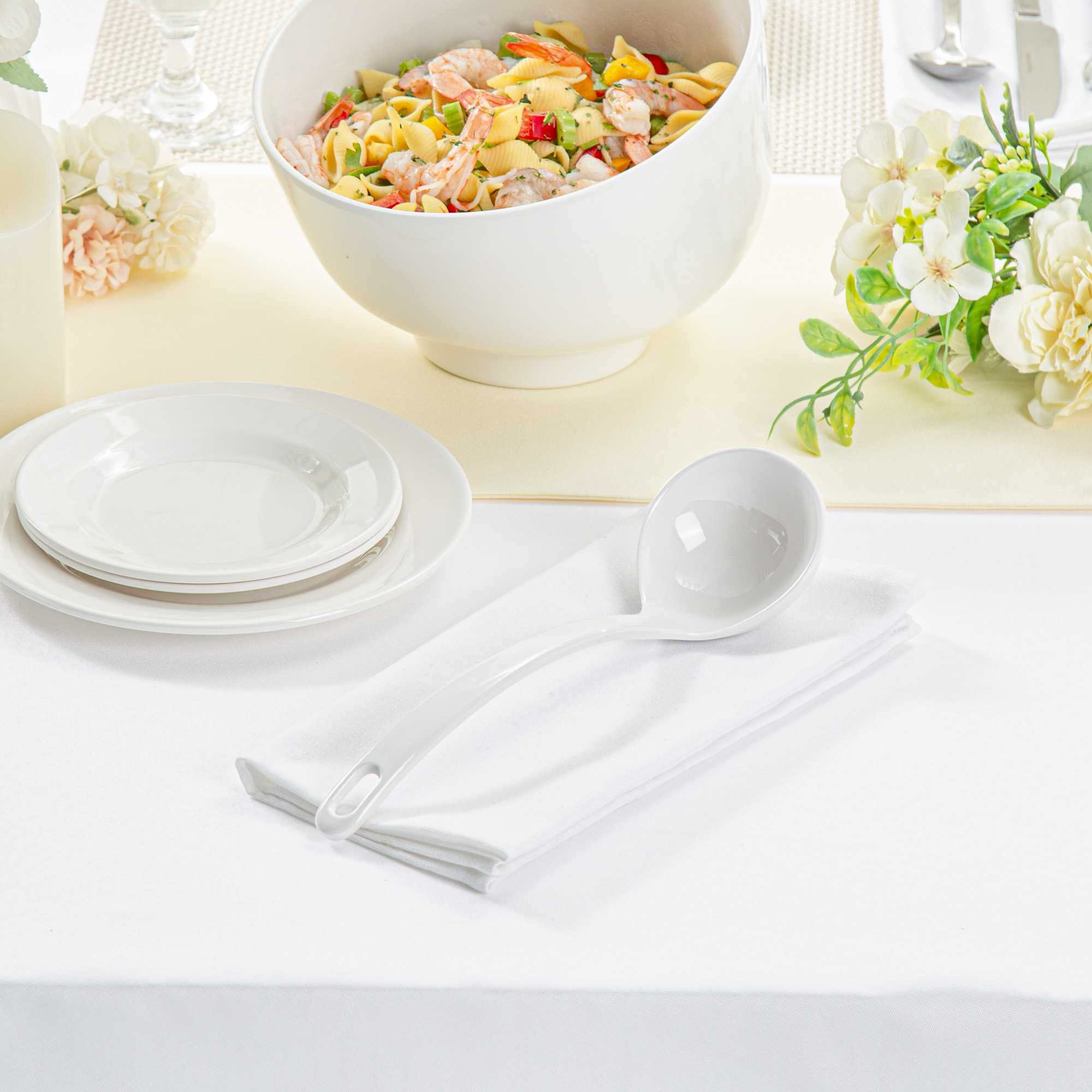 Voga 3 oz White Melamine Ladle - 10 1/2" x 2 1/4" x 2 1/4" - 10 count box