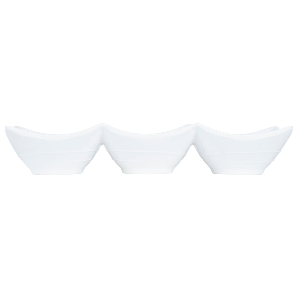 Voga 9 oz Square White Melamine Triplets Set - 9 1/2" x 3 1/4" x 1 3/4" - 10 count box