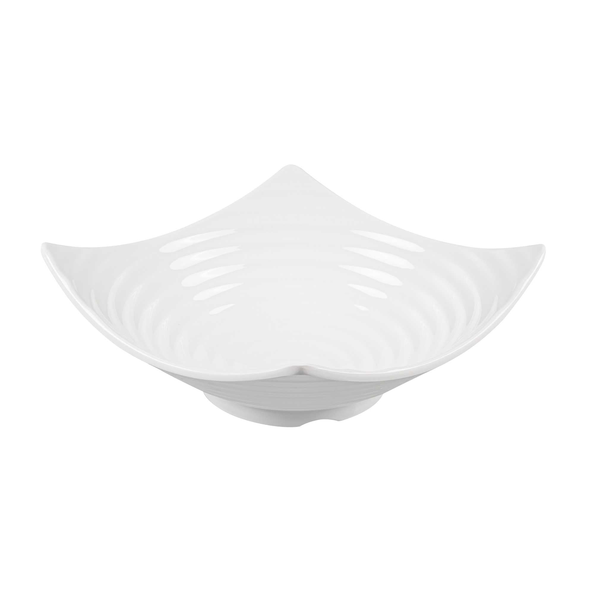 Voga 128 oz Square White Melamine Serving Bowl - Square Orb - 13" x 13" x 3 1/2" - 2 count box