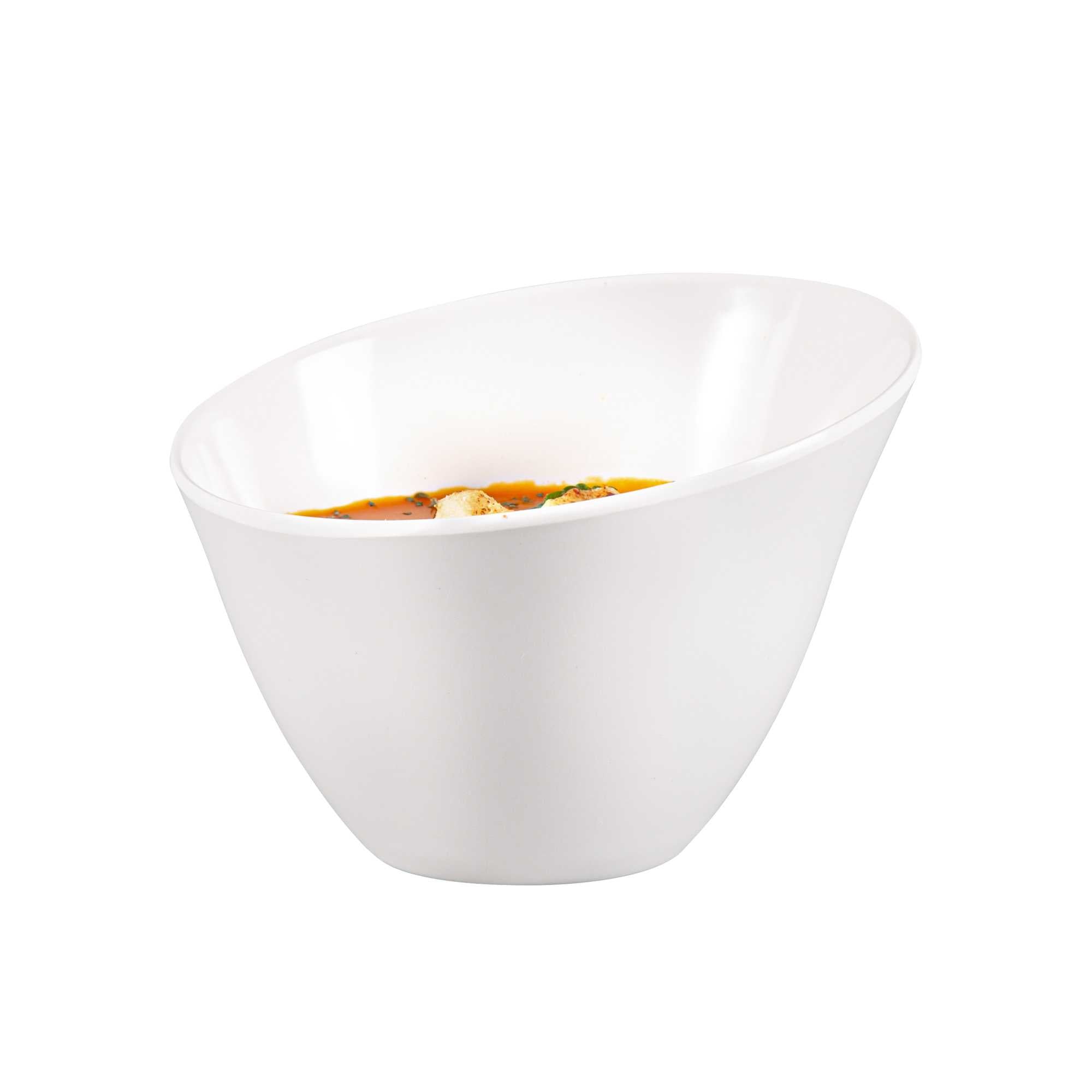 Voga 24 oz Round White Melamine Small Bowl - Incline Face - 6" x 6" x 3" - 2 count box