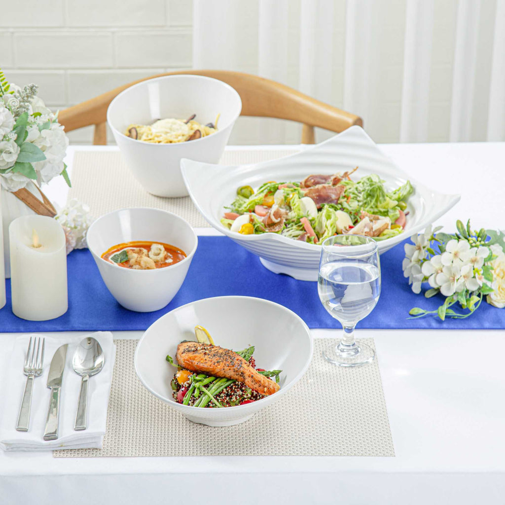 Voga 22 oz Round White Melamine Wide Bowl - Incline Face - 9" x 9" x 2" - 2 count box