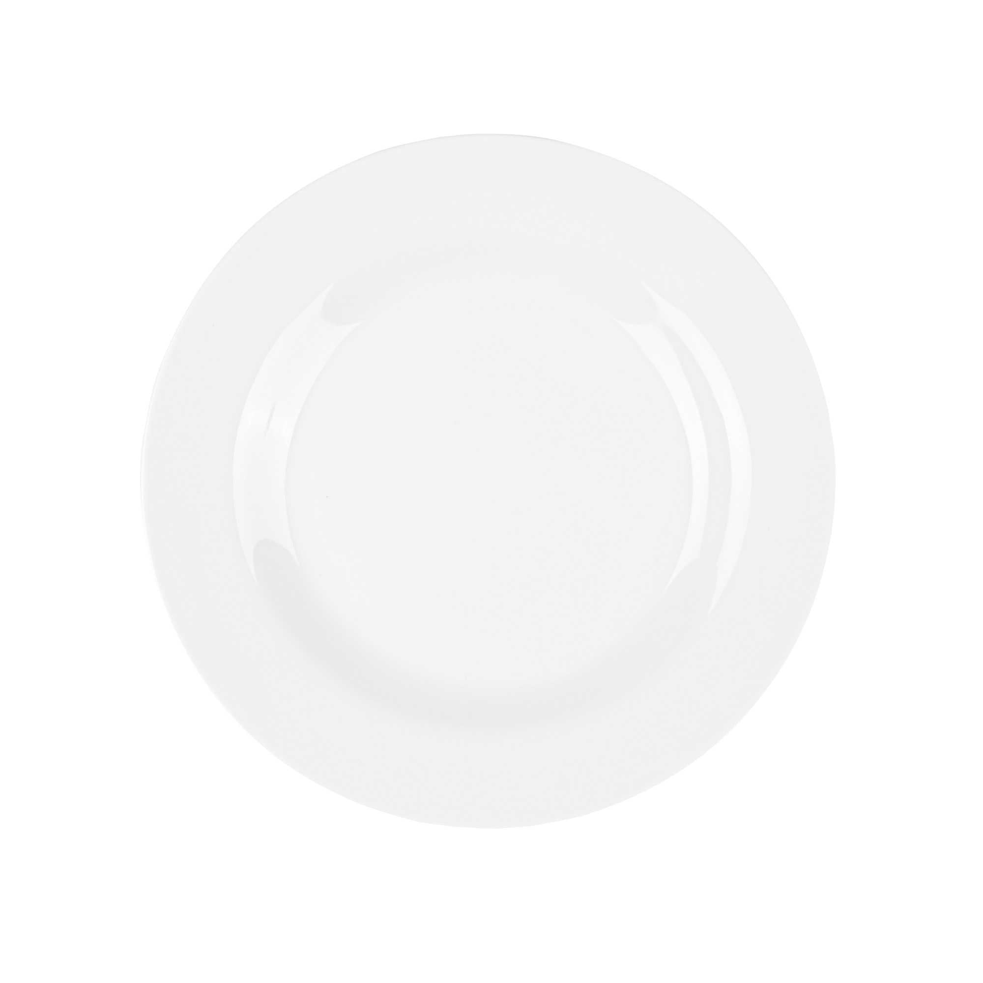 Voga Round White Melamine Small Plate - Classic, Rimmed - 6" x 6" x 1/2" - 10 count box