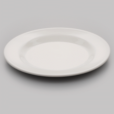 Voga Round White Melamine Medium Plate - Classic, Rimmed - 8" x 8" x 1/2" - 10 count box