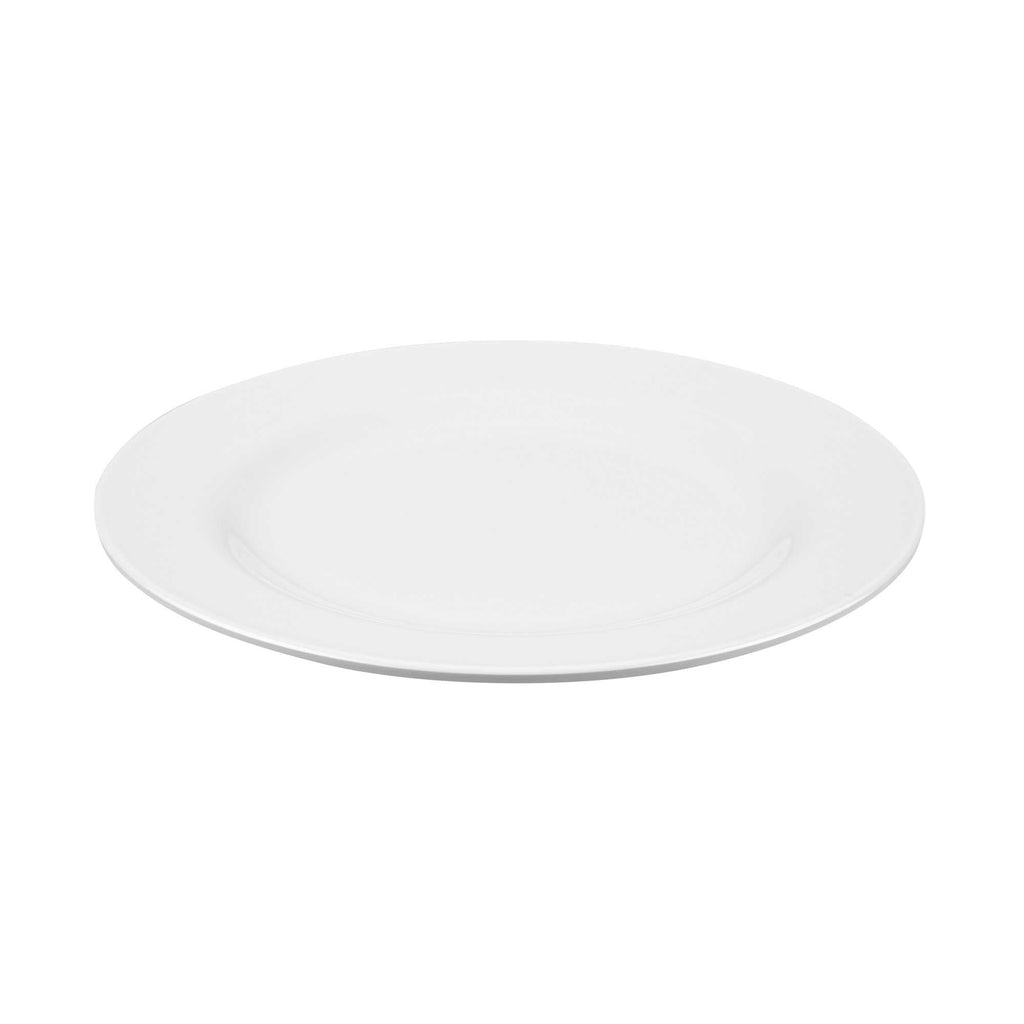 Voga Round White Melamine Large Plate - Classic, Rimmed - 10" x 10" x 3/4" - 10 count box