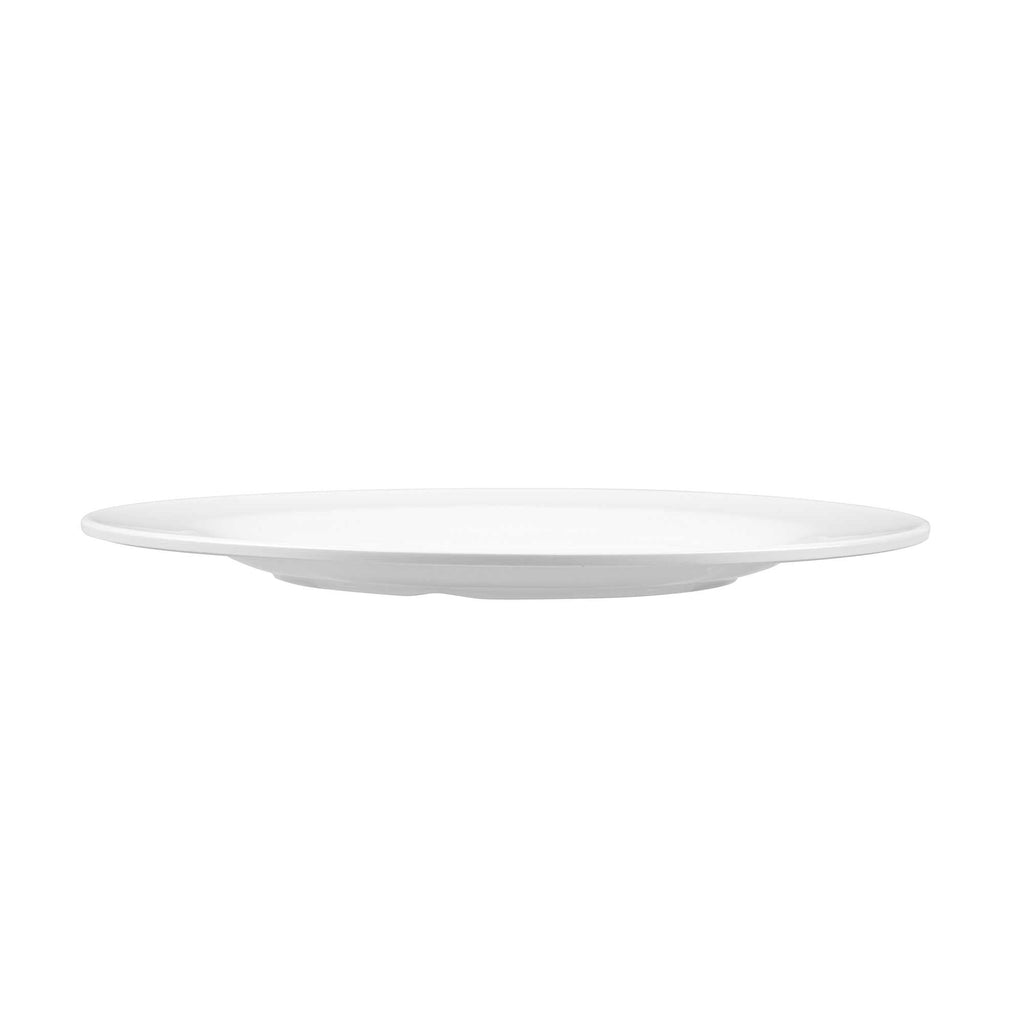 Voga Round White Melamine Large Plate - Classic, Rimmed - 10" x 10" x 3/4" - 10 count box