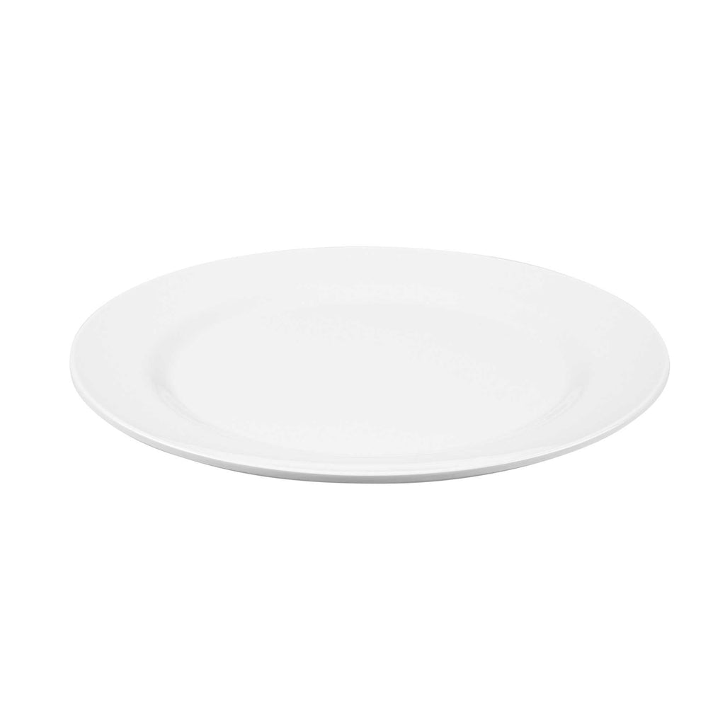 Voga Round White Melamine Extra Large Plate - Classic, Rimmed - 12" x 12" x 3/4" - 10 count box