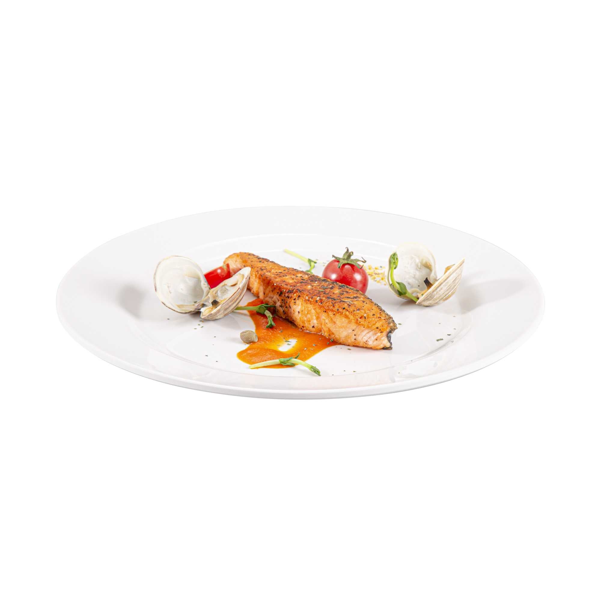 Voga Round White Melamine Extra Large Plate - Classic, Rimmed - 12" x 12" x 3/4" - 10 count box