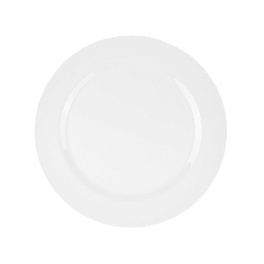 Voga Round White Melamine Extra Large Plate - Classic, Rimmed - 12" x 12" x 3/4" - 10 count box