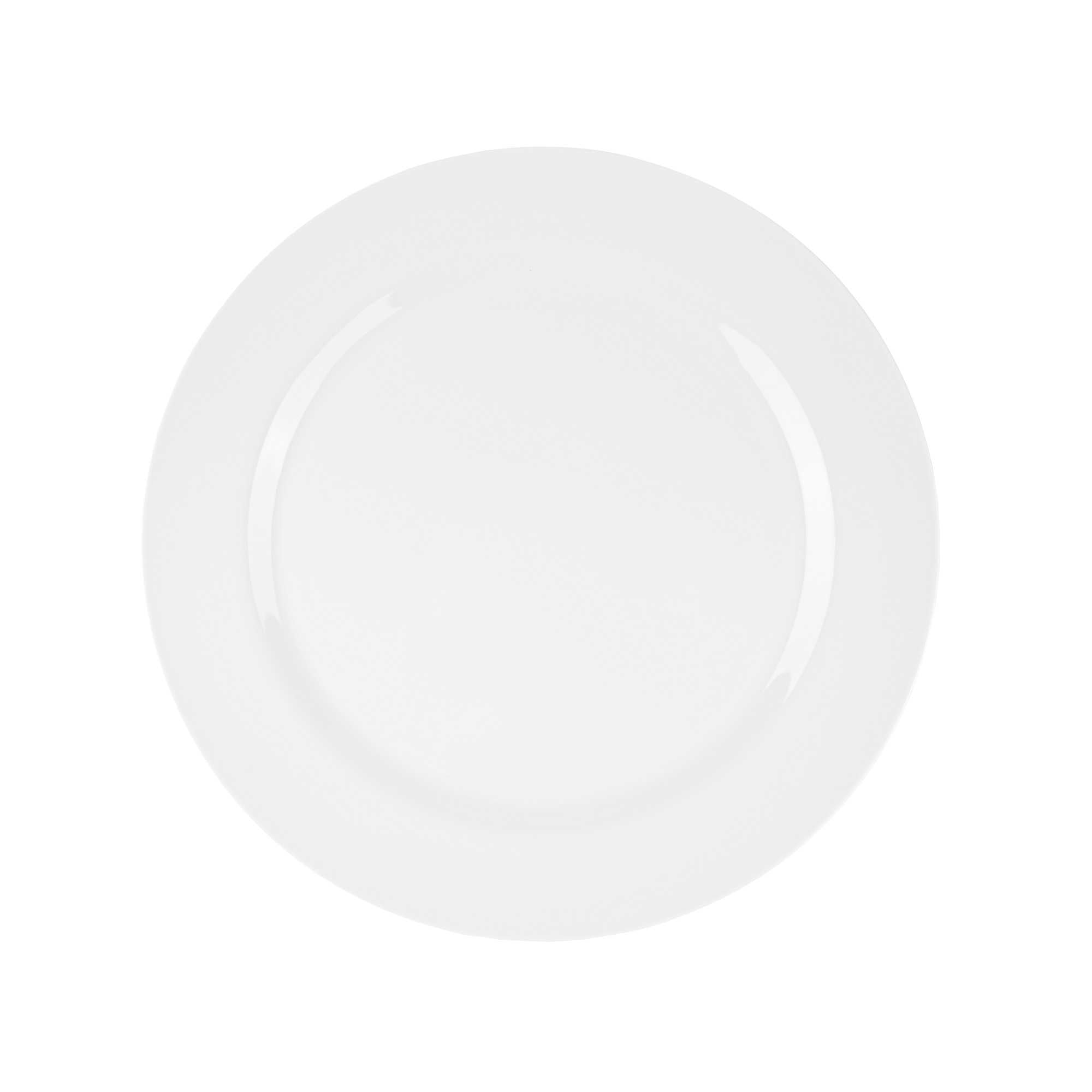 Voga Round White Melamine Extra Large Plate - Classic, Rimmed - 12" x 12" x 3/4" - 10 count box