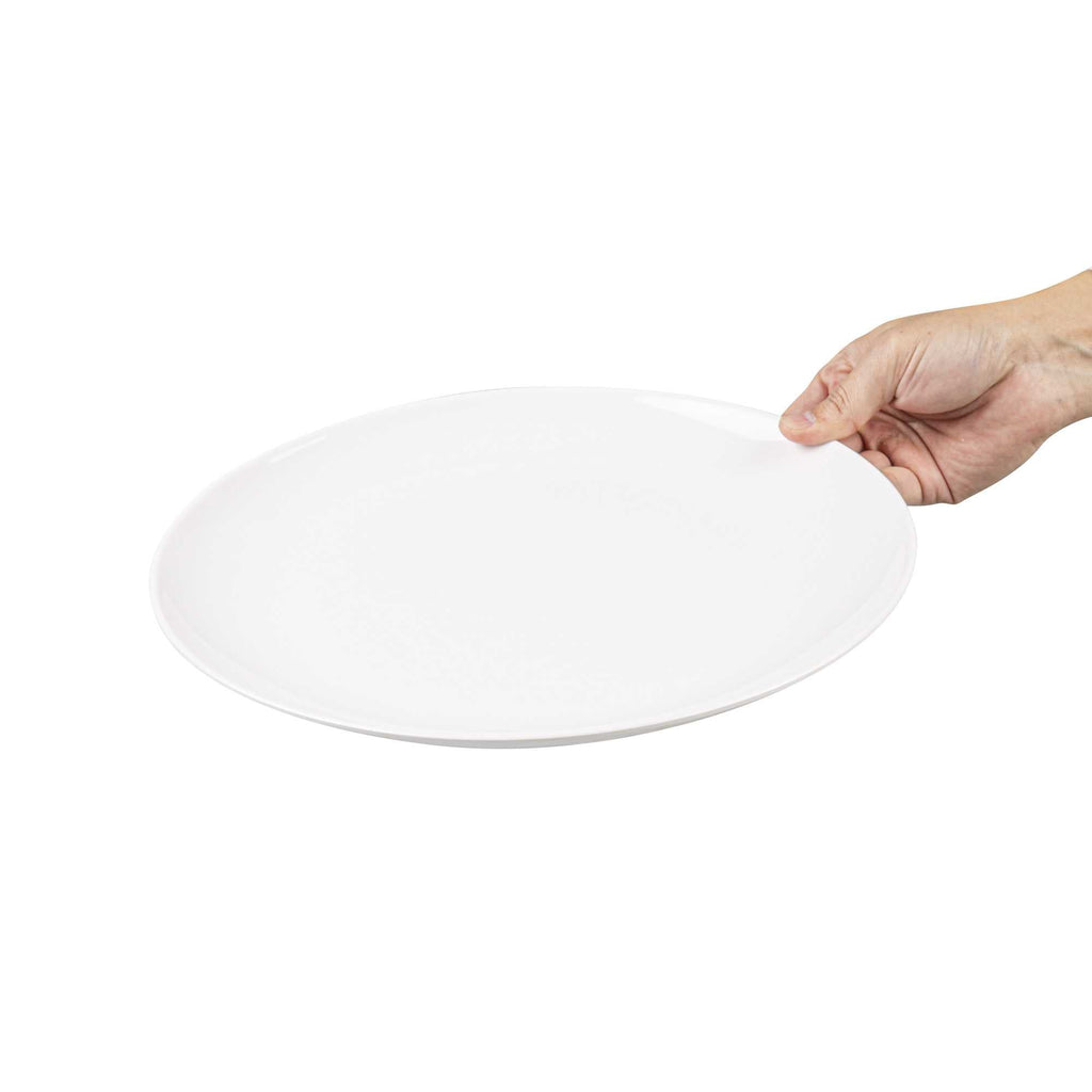 Voga Round White Melamine Extra Large Plate - Classic, Rimless - 12" x 12" x 1 1/4" - 10 count box