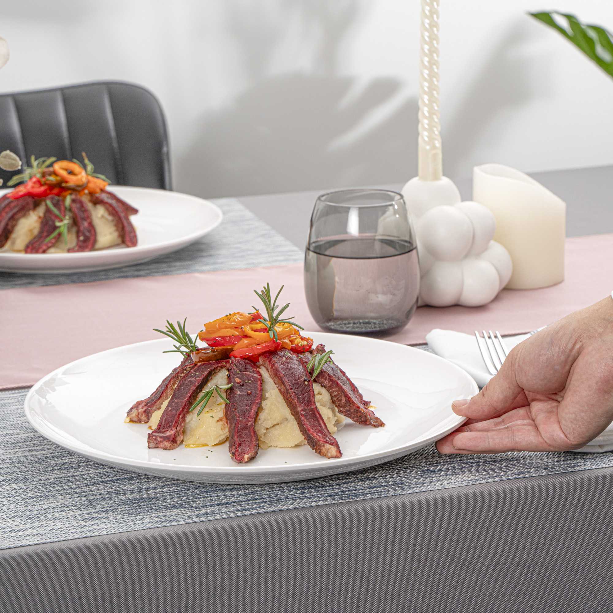 Voga Round White Melamine Extra Large Plate - Classic, Rimless - 12" x 12" x 1 1/4" - 10 count box