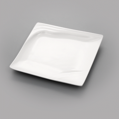 Voga Square White Melamine Small Plate - Flare - 8" x 8" x 3/4" - 10 count box