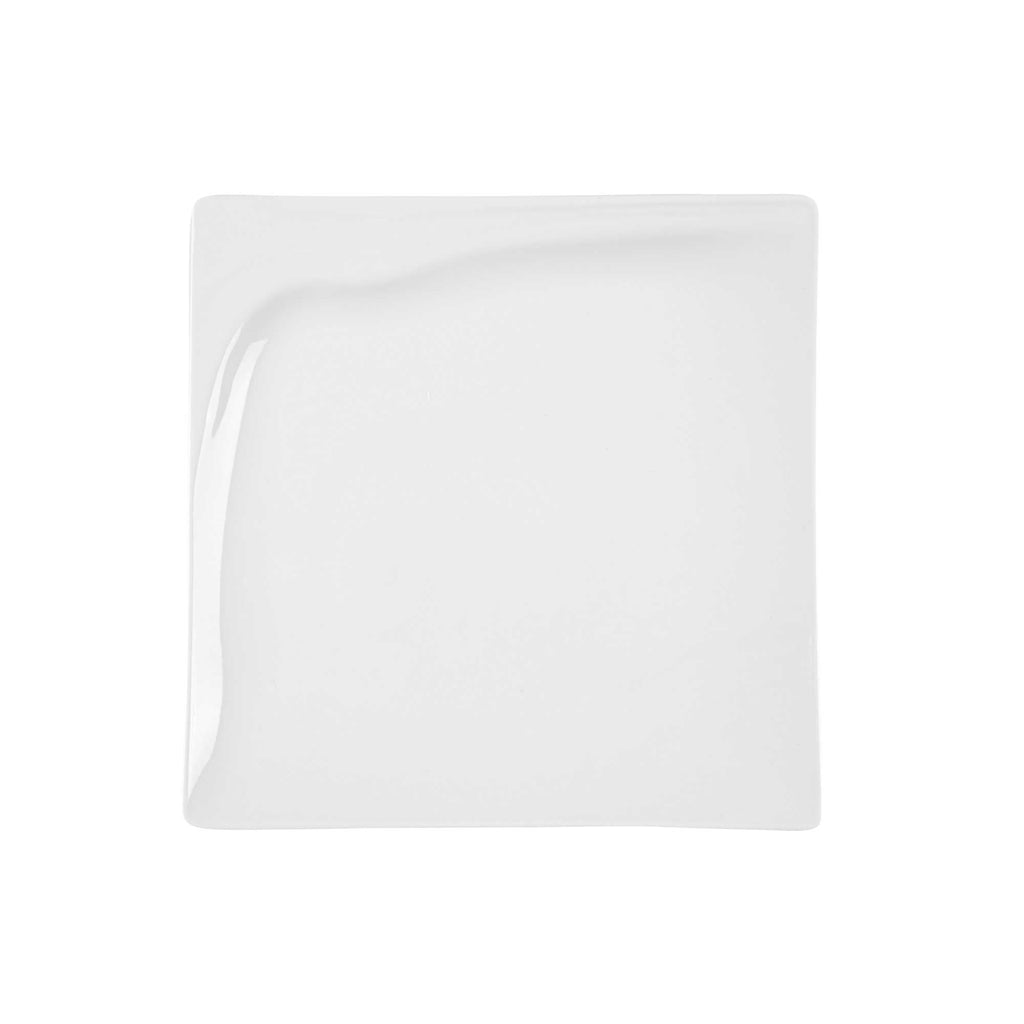 Voga Square White Melamine Medium Plate - Flare - 10" x 10" x 3/4" - 10 count box