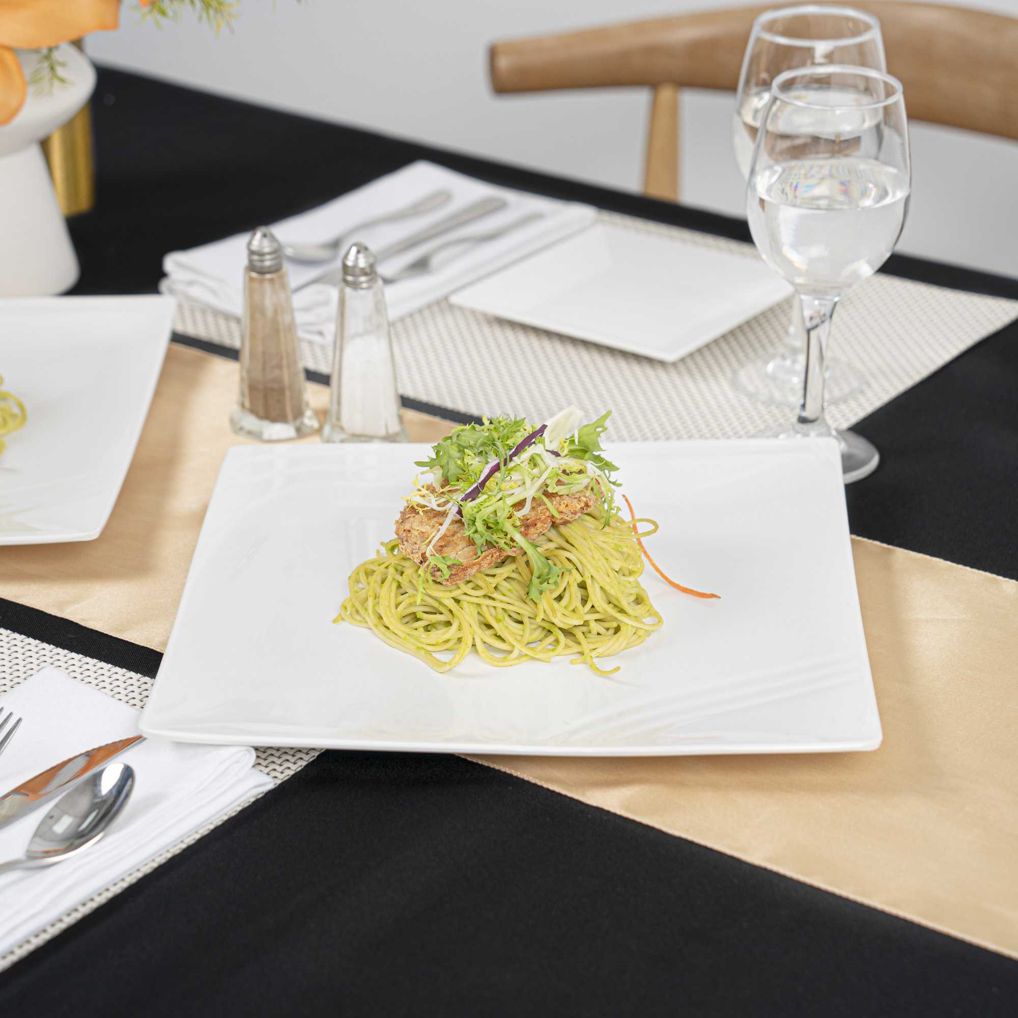 Voga Square White Melamine Large Plate - Flare - 12" x 12" x 1" - 10 count box