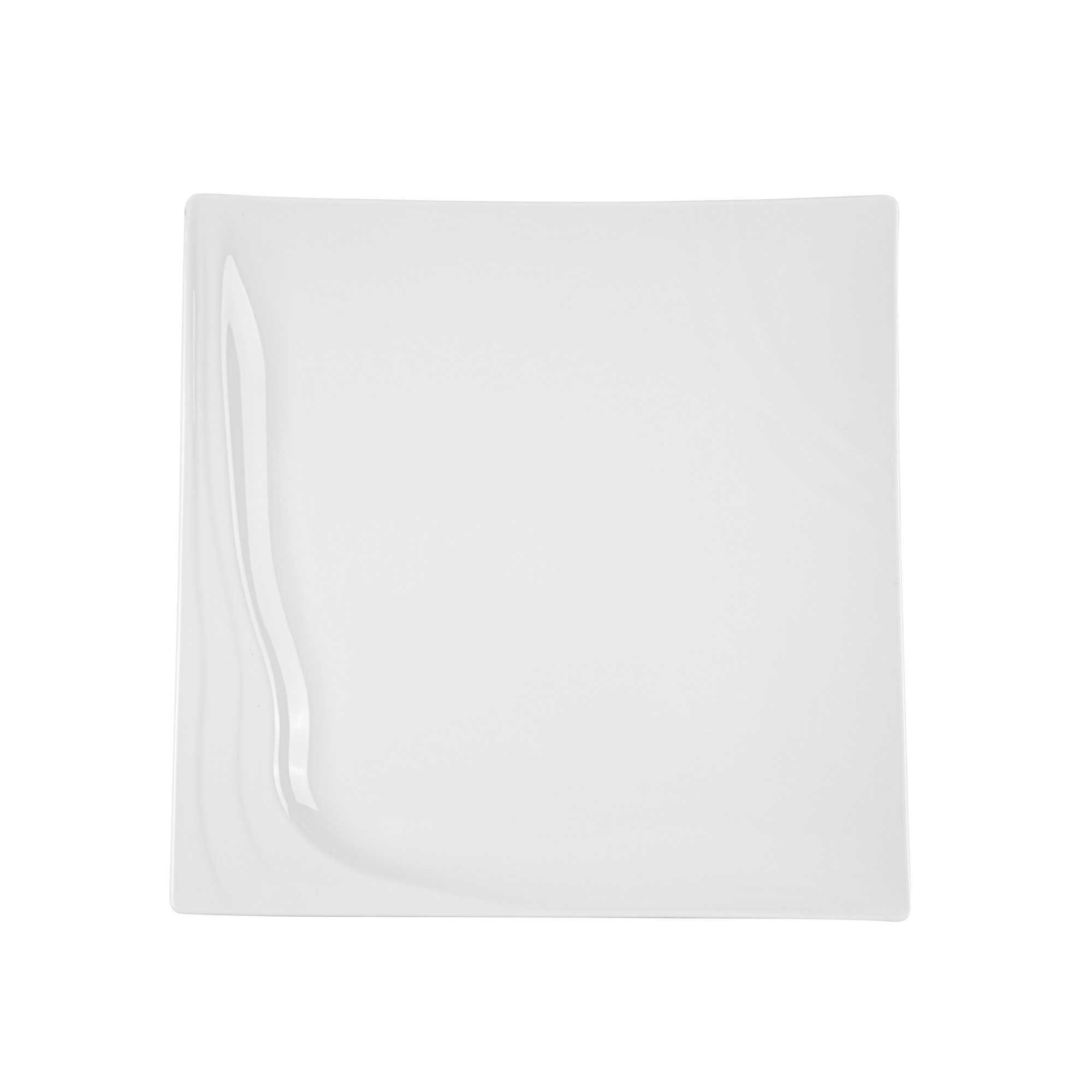 Voga Square White Melamine Extra Large Plate - Flare - 14" x 14" x 1 1/4" - 10 count box