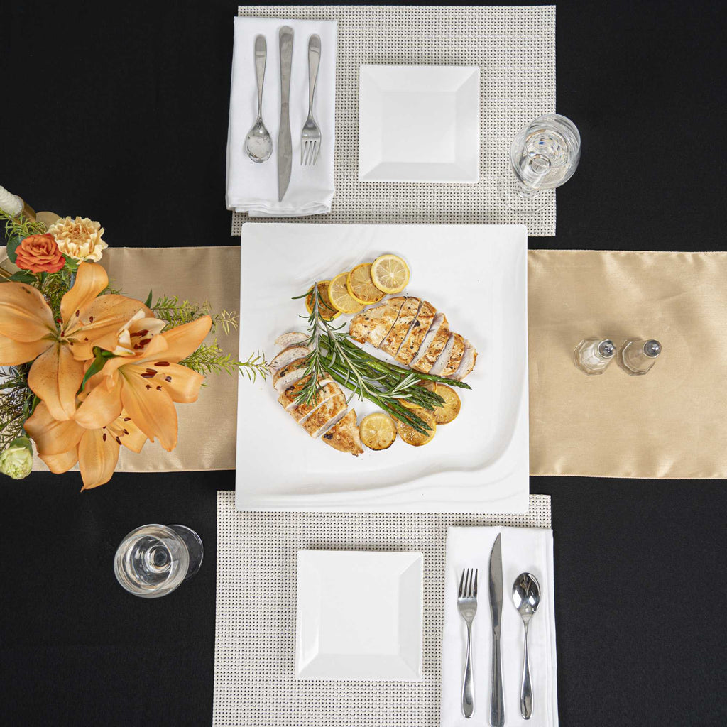 Voga Square White Melamine Extra Large Plate - Flare - 14" x 14" x 1 1/4" - 10 count box
