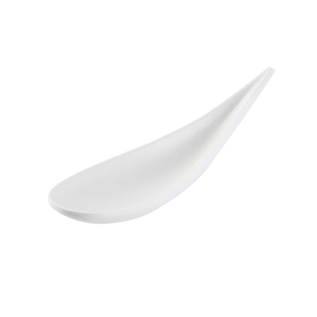 Voga Teardrop White Melamine Tasting Spoon - Japonais, Moderna - 4 1/4" x 1 3/4" x 1 3/4" - 10 count box