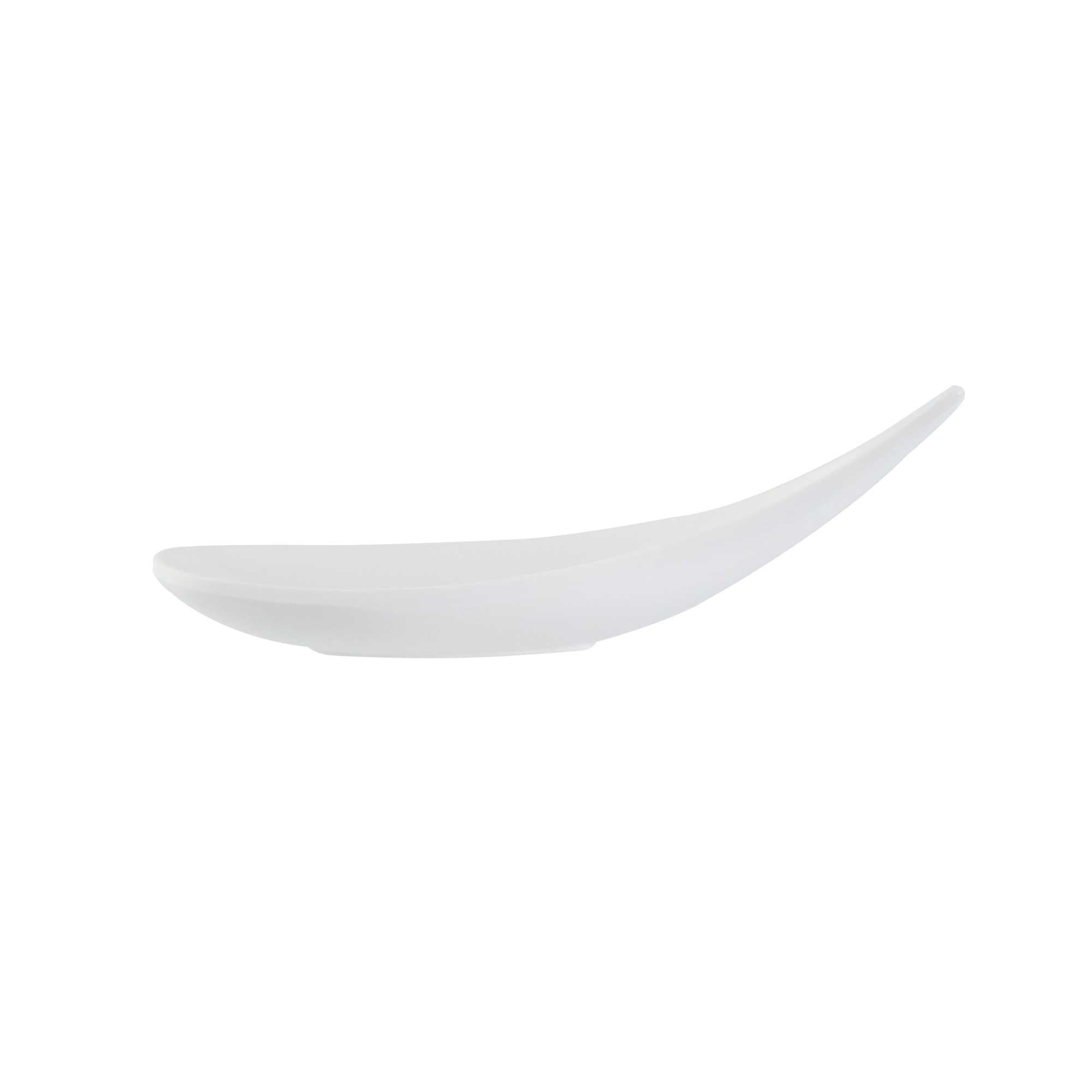 Voga Teardrop White Melamine Tasting Spoon - Japonais, Moderna - 4 1/4" x 1 3/4" x 1 3/4" - 10 count box