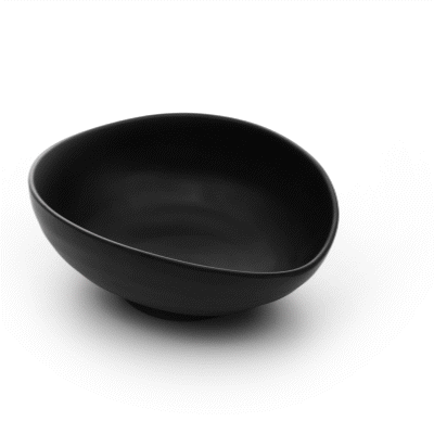 Voga 44 oz Round Black Melamine Freeform Large Bowl - Japonais, Black Stone - 9 1/2" x 7 3/4" x 3 1/2" - 2 count box