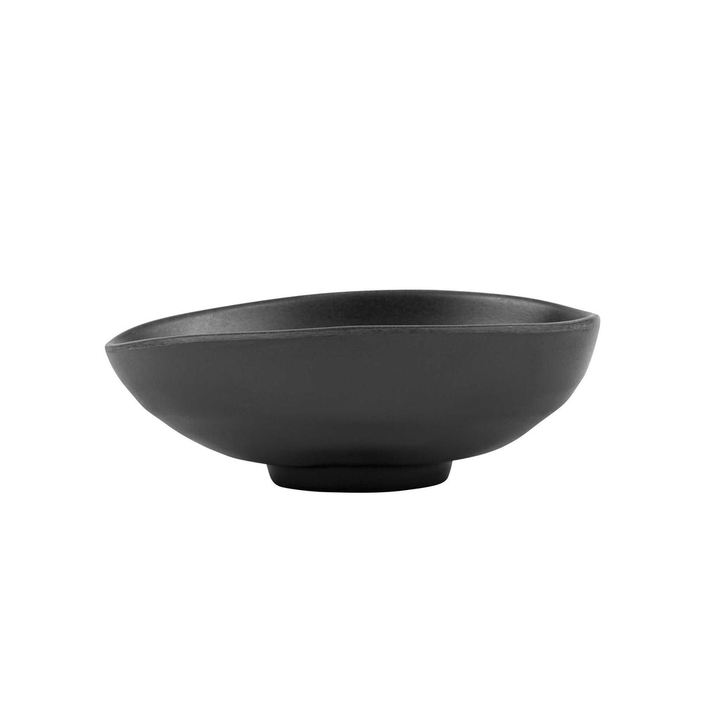 Voga 44 oz Round Black Melamine Freeform Large Bowl - Japonais, Black Stone - 9 1/2" x 7 3/4" x 3 1/2" - 2 count box