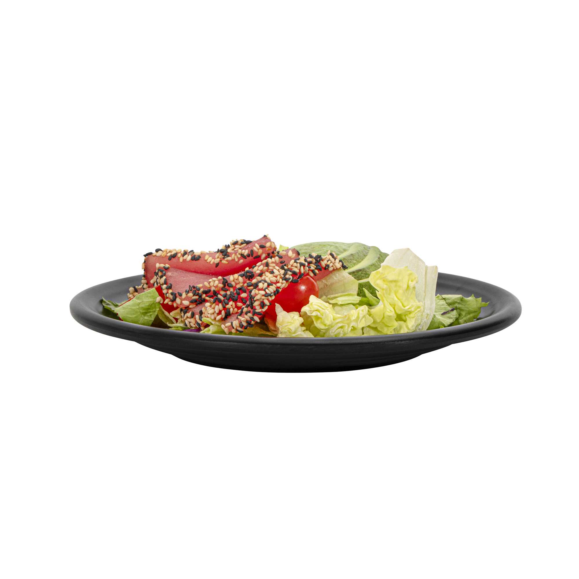 Voga Round Black Melamine Small Plate - Japonais, Black Stone - 8" x 8" x 1" - 10 count box