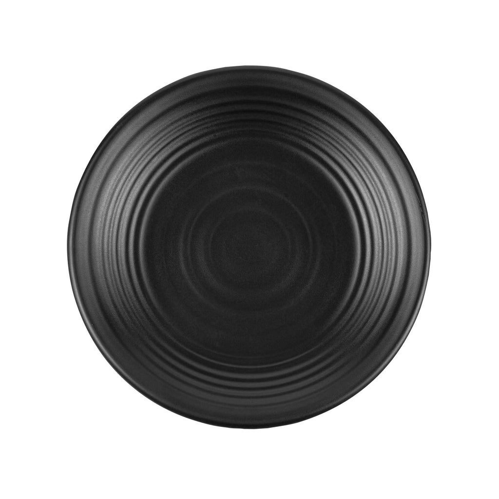 Voga Round Black Melamine Small Plate - Japonais, Black Stone - 8" x 8" x 1" - 10 count box