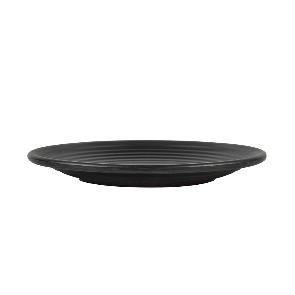 Voga Round Black Melamine Medium Plate - Japonais, Black Stone - 10" x 10" x 1 1/4" - 10 count box