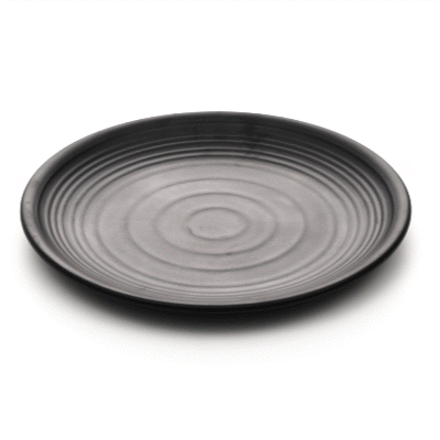 Voga Round Black Melamine Large Plate - Japonais, Black Stone - 12" x 12" x 1 1/4" - 10 count box
