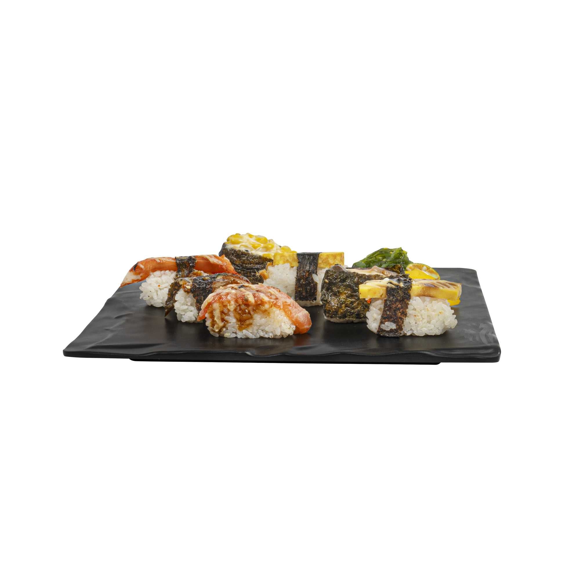 Voga Square Black Melamine Plate - Japonais, Slate - 10" x 10" x 3/4" - 4 count box