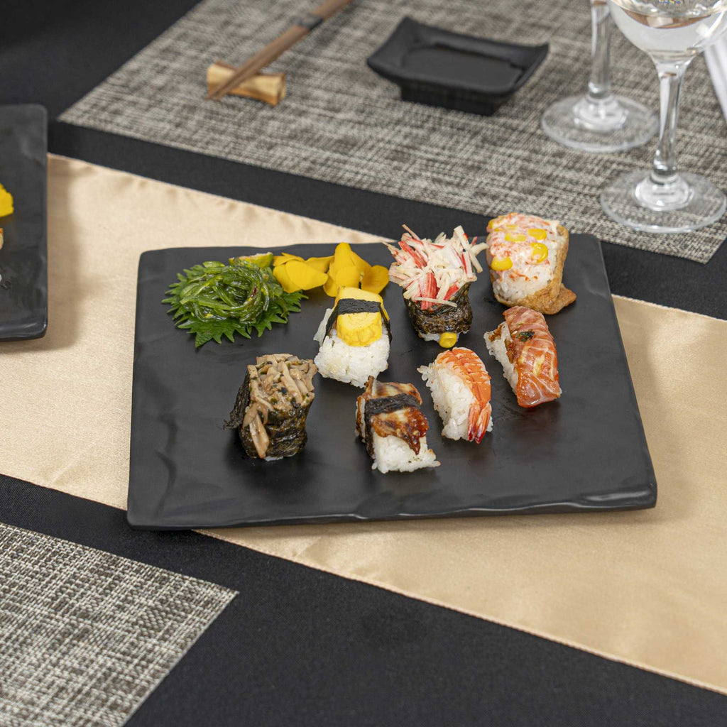 Voga Square Black Melamine Plate - Japonais, Slate - 10" x 10" x 3/4" - 4 count box