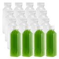 Bottle Tek 12 oz Square Clear Plastic Cold Pressed Juice Bottle - with Safety Cap - 2" x 2" x 6 1/2" - 100 count box
