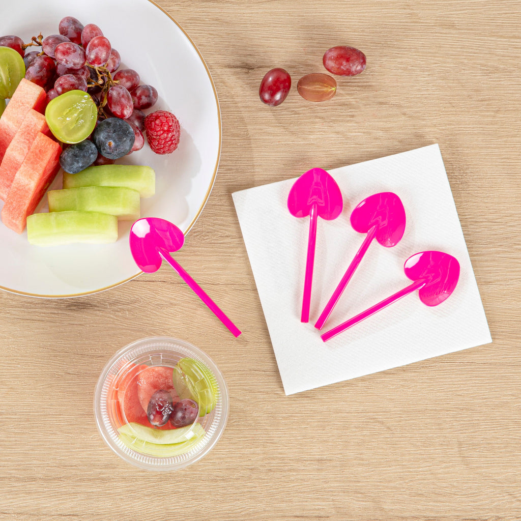 Coppetta Magenta Plastic Love Shovel Spoon - 3 1/2" x 1 1/4" - 500 count box