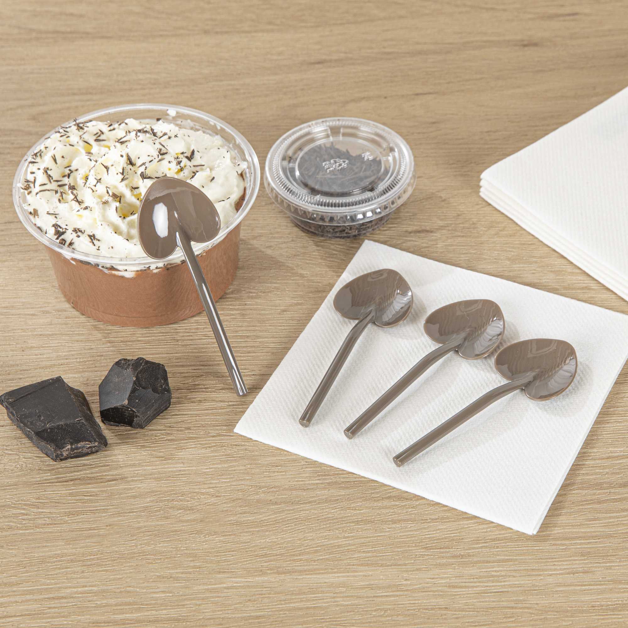Coppetta Fashion Gray Plastic Love Shovel Spoon - 3 1/2" x 1 1/4" - 100 count box