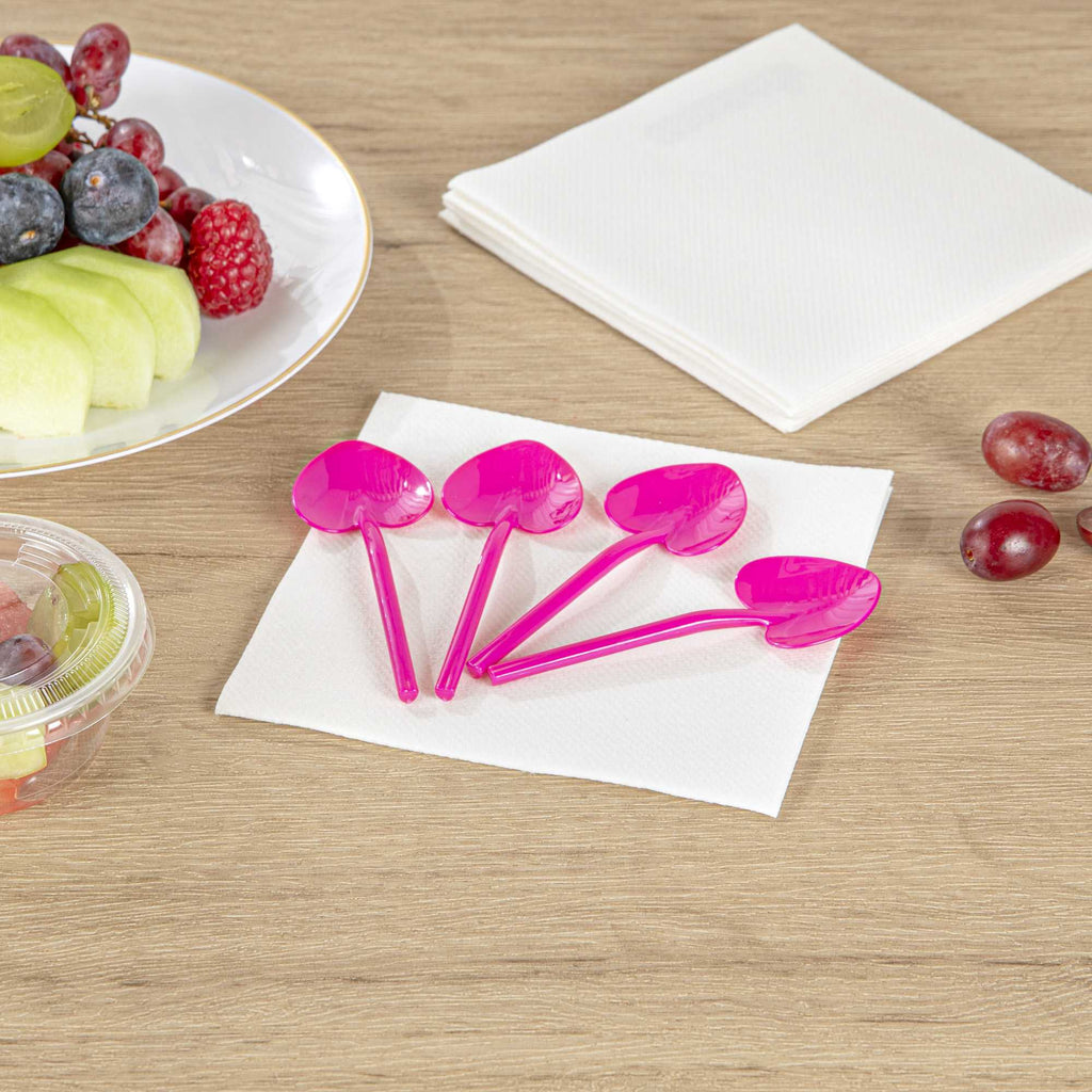 Coppetta Magenta Plastic Love Shovel Spoon - 3 1/2" x 1 1/4" - 100 count box