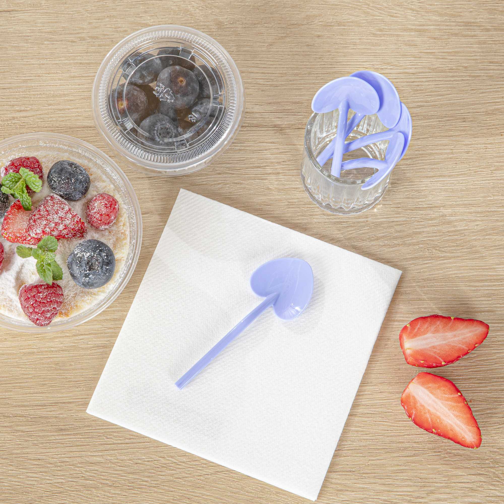 Coppetta Periwinkle Plastic Love Shovel Spoon - 3 1/2" x 1 1/4" - 100 count box
