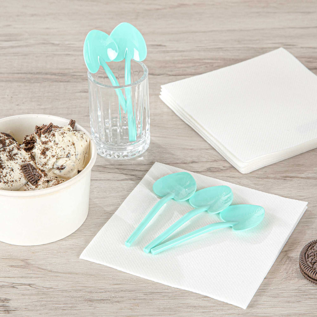 Coppetta Teal Plastic Love Shovel Spoon - 3 1/2" x 1 1/4" - 100 count box