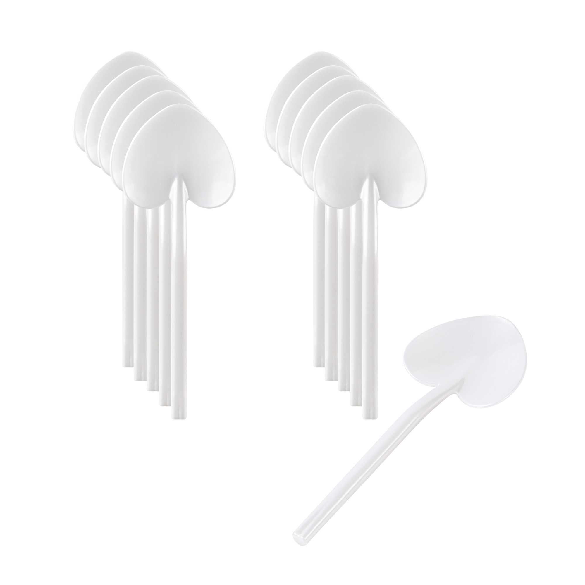 Coppetta Pearl White Plastic Love Shovel Spoon - 3 1/2" x 1 1/4" - 100 count box